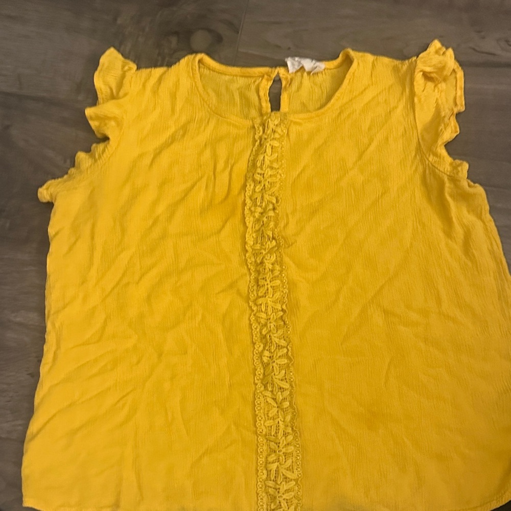 Yellow Ruffle Sleeve Blouse